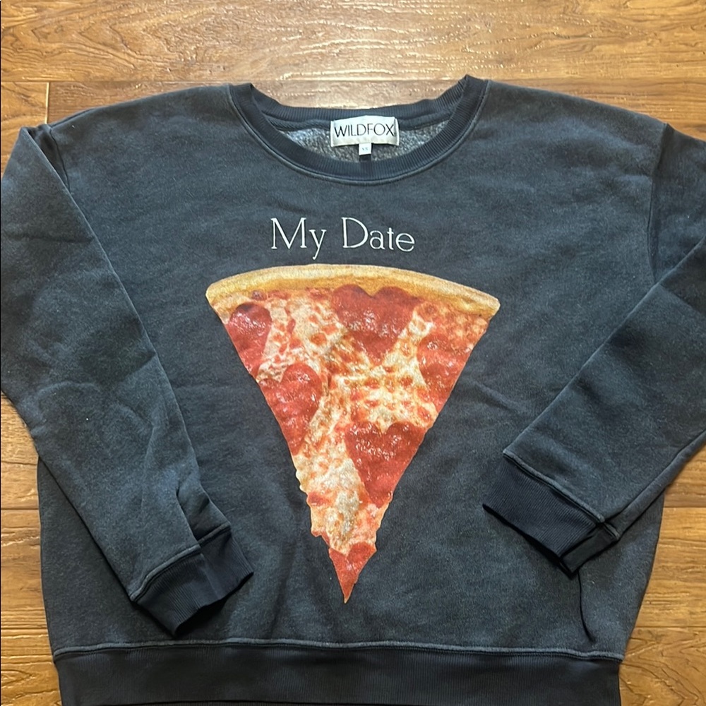 Wildfox Charcoal 'My Date' Pizza Sweater